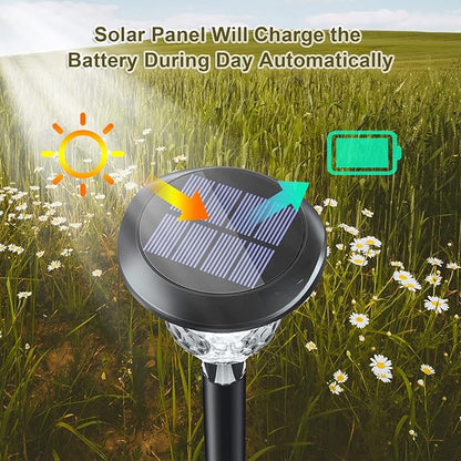 6 Pack Solar Pathway Lights Outdoor, Colorful and Warm White Light, Garden Yard Decorations - Automatic Solar Charging, IP65, Ideal for Backyard Walkway and