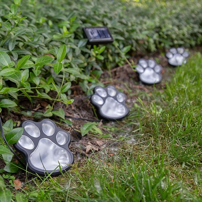 GreaterGood Paw Print Solar Ground Lights Outdoor LED Pathway Lights Color Changing Waterproof Garden Decor for | Lumora