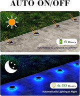 6 Packs Solar Driveway Lights Outdoor IP68 Waterproof, Blue Deck Step Lights Solar Powered, Solar Stair Light Stick | Lumora