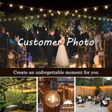 96FT(48×2) 2-Pack LED Outdoor String Lights with 24+2 Plastic Shatterproof Bulbs, Outdoor Waterproof, Festoon | Lumora