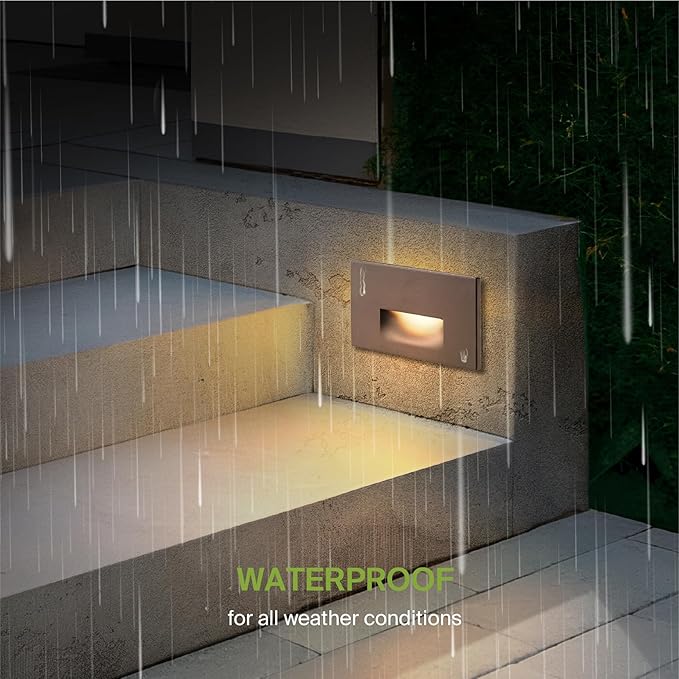 ASD LED Recessed Step Light Fixture, Outdoor & Indoor Stair Tread Lighting | 3CCT, Dimmable, Waterproof, ETL Listed | Lumora