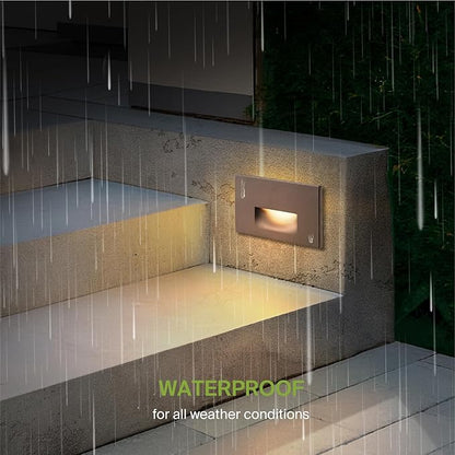ASD LED Recessed Step Light Fixture, Outdoor & Indoor Tread Lighting | 3CCT, Dimmable, Waterproof, ETL Listed | 3W 120LM 3000K-5000K 120V | Staircase Hardwired Illumination | Dark Bronze, 12 Pack
