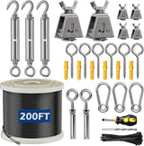 String Lights Suspension Kit 200FT 304 Stainless Steel Wire Rope Black Nylon Coated Cable Heavy Duty Outdoor String | Lumora