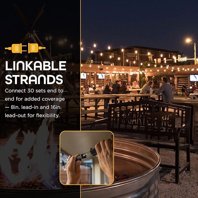 48' Outdoor LED Café String Lights, 24 Bulbs