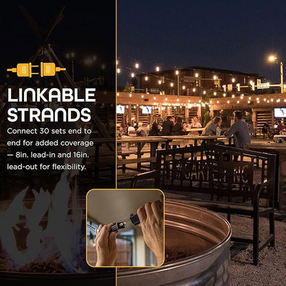 48' Outdoor LED Café String Lights, 24 Bulbs