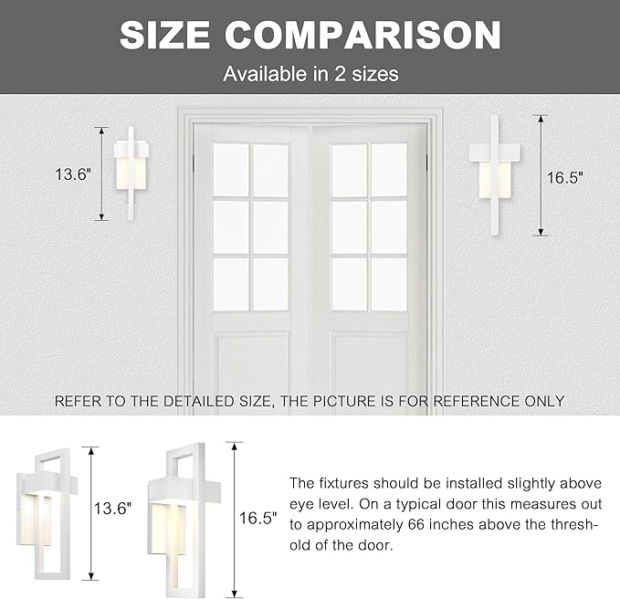 LamQee Modern Outdoor Wall Lights 3000K Integrated LED Outdoor Wall Sconces Lighting, Contemporary Exterior Lighting Fixtures Outside Wall Mount Lights for House Porch Front Door Garage, Matte White