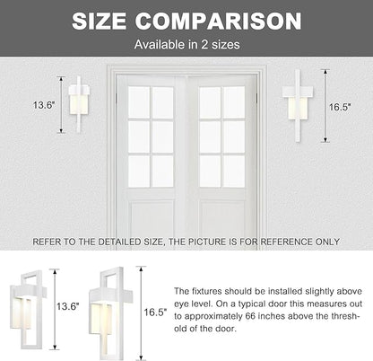 LamQee Outdoor Wall Lights Modern Exterior Lighting Fixtures, 3000K Integrated LED Outdoor Wall Sconce Lighting 2 Packs, Matte White Outside Wall Mount Lights for House Front Door Porch Garage Patio