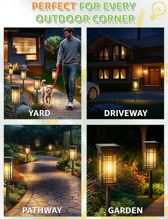 8 Pack Solar Lights Outdoor Waterproof - Solar Powered Outdoor Lights for Patio Yard Pathway Walkway Lawn Garden Decor Landscape Lighting Solar Lights Outdoor