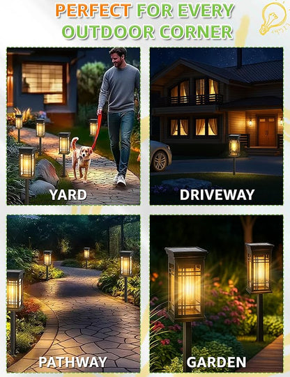 8 Pack Solar Lights Outdoor Waterproof - Solar Powered Outdoor Lights for Patio Yard Pathway Walkway Lawn Garden Decor Landscape Lighting Solar Lights Outdoor