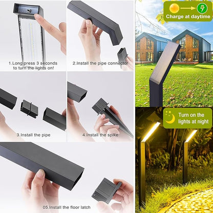 Solar Outdoor Pathway Lights - IP65 Waterproof Landscape Lights for Garden Decor, Walkway, Yard, Driveway (4 Pack)