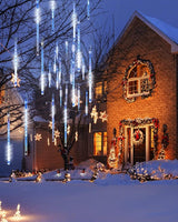 Flacchi Blue 10 Tubes 240 LED Raindrop Lights Meteor Shower Icicle Lights with Timer - Outdoor String Light | Lumora