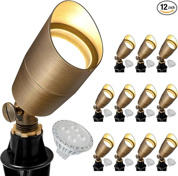 GKOLED Solid Brass Low Voltage Compact Spotlight, 12V AC/DC Waterproof Outdoor Landscape Spot Lights for House | Lumora