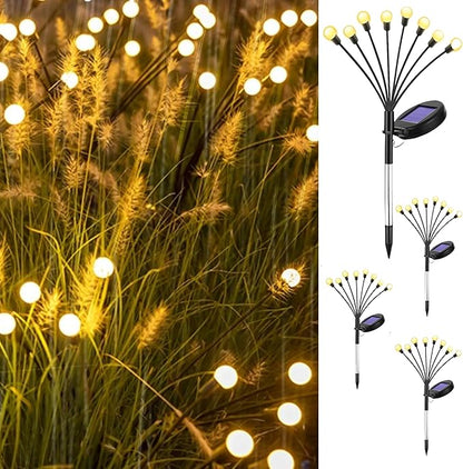 Garden Lights-New Upgraded Solar Swaying Firefly Light, Sway by Wind, Outside, Outdoor, Yard Patio Pathway Deoration, High Flexibility Iron Wire, Warm White(4Pack)