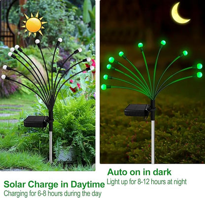 Kohlrabi Solar Halloween Lights Outdoor, 10 Pack 80 LED Green Firefly Lights Waterproof, Sway by Wind, Solar Wind Swaying Light for Yard Patio Backyard Garden Flower Bed Pathway Decoration