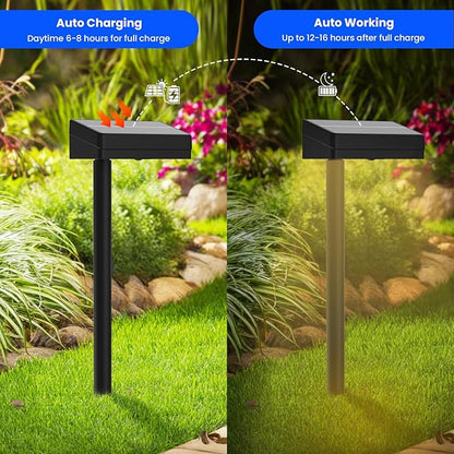 Bright Solar Pathway Lights Outdoor, 12 Pack Solar Powered Garden Lights, Warm White/7 RGB Color Glow, Waterproof, Adjustable Angle, Perfect for Gardens, Yards, Pathways, Driveways