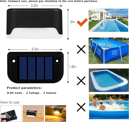 Solar Pool Side Lights 4-Pack, Color Changing Waterproof Light up Swimming Pool Accessories Night, Outdoor LED Deck Lights for Stairs, Step, Fence, Yard, Patio, and Pathway Decor