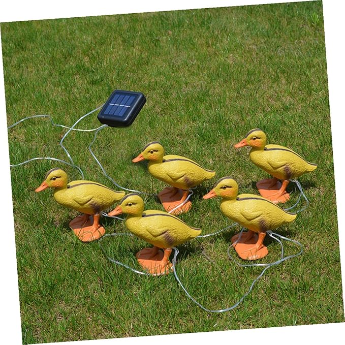 Lurrose Solar Powered LED Garden Duck Path Lights, 5-Set Outdoor Lawn Stake Lamps for Yard and Patio Decor, Waterproof Solar Lawn Lighting for Garden Pathway