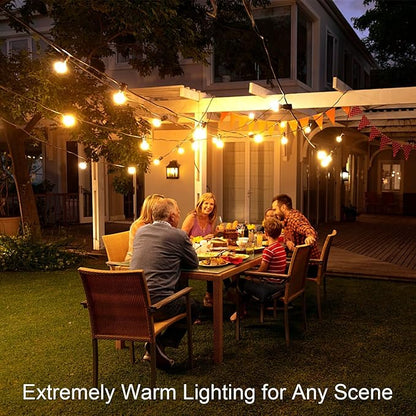 OHLUX Outdoor String Lights,110FT Dimmable Patio Lights with 58 G40 Shatterproof 2200K LED Bulbs(2 Spare),Waterproof Hanging Lights String for Outside Backyard,Cafe,Porch,Deck,Porch(110FT*1strand)