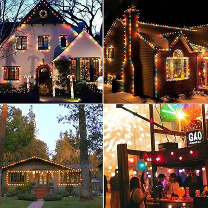 Vigdur Solar String Lights Outdoor, 2 Pack 7Ft Globe Multicolor String Lights with 15 Plastic Shatterproof LED Bulbs, Hanging Outdoor Patio Lights for Outside Backyard Porch Balcony Party