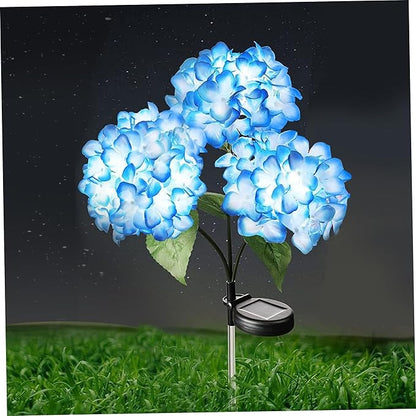 Solar Garden Lights Outdoor 28.7'' Solar Flower Lights Realistic Hydrangea Stake IP65 Waterproof Pathway Light for Outside Yard Garden Decor Style 1 Stake