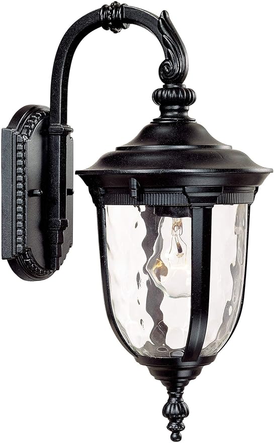 John Timberland Bellagio European Outdoor Wall Light Fixture Black Aluminum Metal 16.5" Clear Hammered Glass Decor for Exterior House Porch Patio Outside Deck Garage Yard Front Door Garden Home