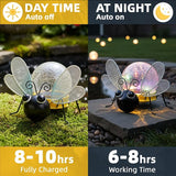 Solar Lights Outdoor Bee Decor with Crackle Glass Globe Lights - Cute Metal Bee Decor for - Garden Figurine Light | Lumora