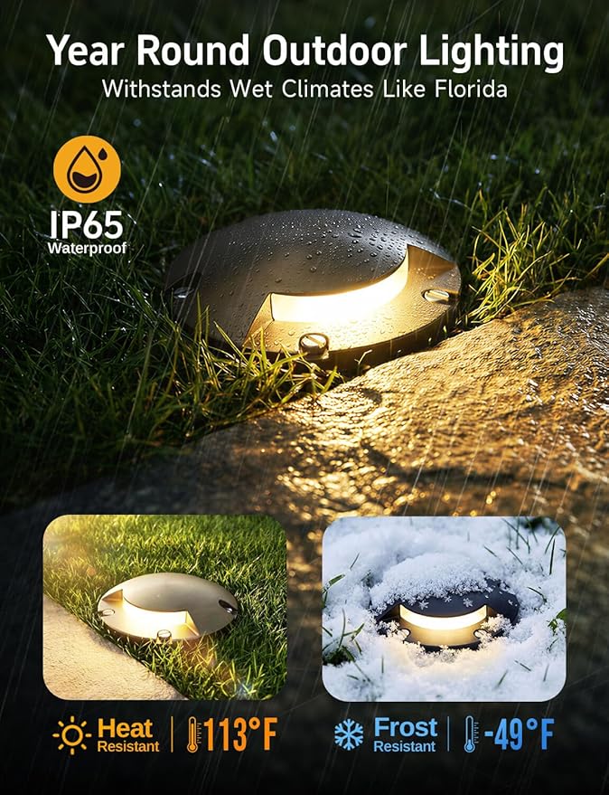 Gardenreet Outdoor Well Lights Low Voltage - Solid Brass 12V All Weather Ip65 Inground Lighting, LED Fixture | Lumora