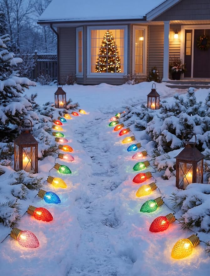 16Ft Jumbo LED Multicolor Christmas String Lights Outdoor with 10 LED Strawberry Bulb, Connectable Hanging String | Lumora