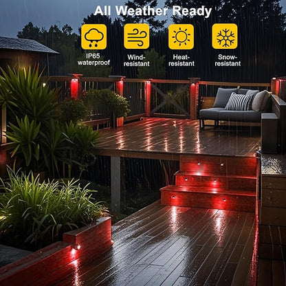 Aluminum Deck Stair Lights Kit, Φ1.02inch Wireless Smart Phone Control Low Voltage RGB Step Lights Waterproof Outdoor Deck Rail Stairs Fence Yard Landscape Lighting, Fit for Alexa, Google Home