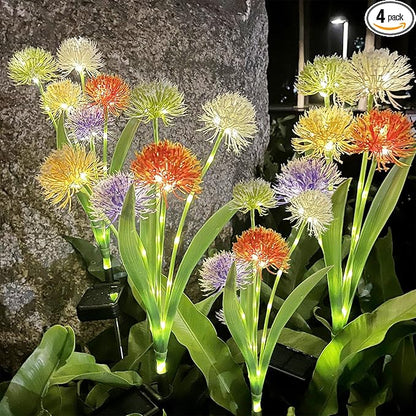 Solar Lights for Outside Waterproof,Outdoor Garden Light Yard Patio Pathway Decoration w High Flexibility Iron Wire, Dandelion Light for House Landscape Lighting/Pathway/Yard Décor