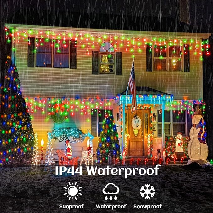 33ft Icicle Lights for Outside, Red and Green Christmas Lights Outdoor Indoor, 400 LED Twinkle String Lights with | Lumora