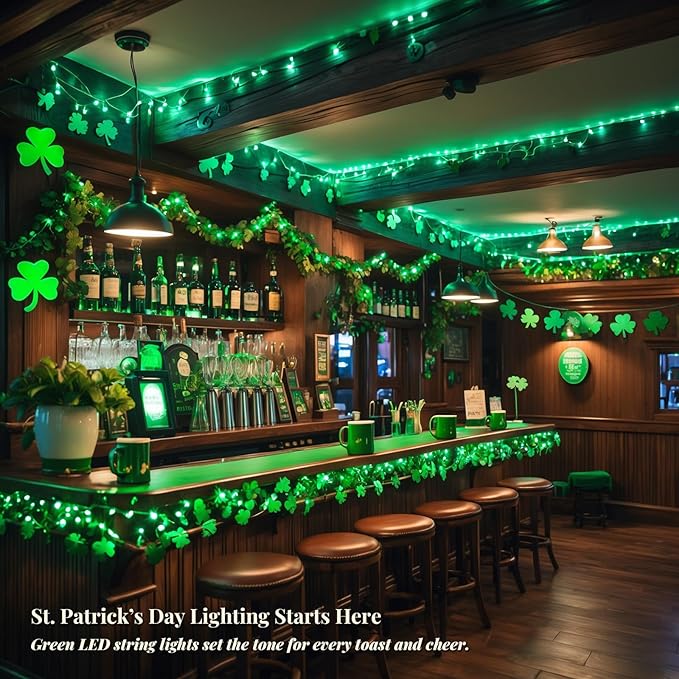 200 LED Green String 66ft, Plug in Fairy with 8 Modes, Indoor Outdoor Decoration for St. Patrick's Day, Christmas | Lumora