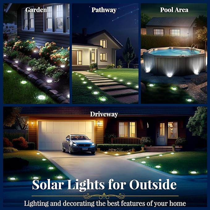 SOLPEX 12 Pack Solar Ground Lights &16 Pack Solar Deck Lights