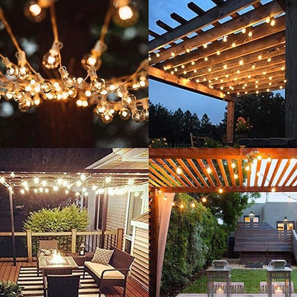 Abeja Outdoor String Light G40-100Ft with 105 Edison Glass Bulbs, 5W, E12 Socket Base, UL Listed Waterproof for Patio Lights Bars Party Decor, White
