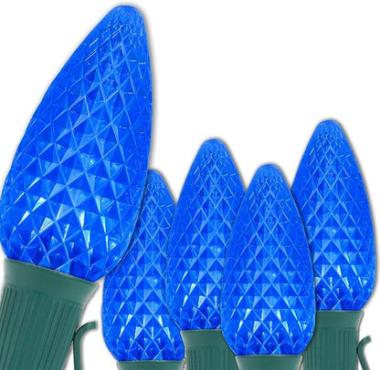Wintergreen Lighting 50 C9 OptiCore LED Commercial Outdoor Christmas Lights – Heavy Duty Christmas String Lights; Green Wire (50 ft, Blue)