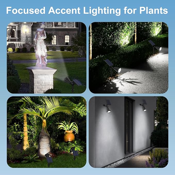 Solar Spot Lights Outdoor, 4 Modes/8 Pack Solar Spotlights Waterproof, 180° Adjustable Powered Landscape Lights, Outdoor Solar Lights for Yard Garden Pathway Flag Tree Wall Statue Cool White
