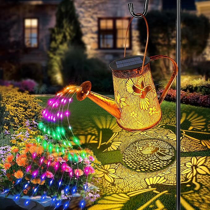 Solar Watering Can Lights, Hummingbird Gifts for Women Mom Grandma Birthday, Waterproof Outdoor Multicolor Garden | Lumora