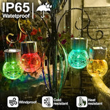 Solar Hanging Lanterns Outdoor: 12 Pack Cracked Glass Ball Lights with Hook - Waterproof Color Changing Globe | Lumora
