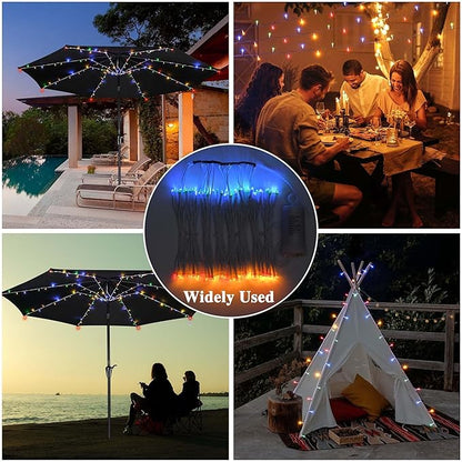 Yescom Battery String Light Fit 8-Rib 8/9/10 Ft 128 LED 8 Mode with Timer Outdoor Party Camping Tents Multic Color