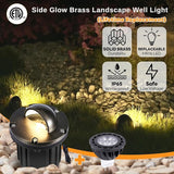 Gardenreet Landscape Low Voltage Well Light - Brass LED Electric 12V in-Grade Lighting, Replaceable Bulb Wired | Lumora