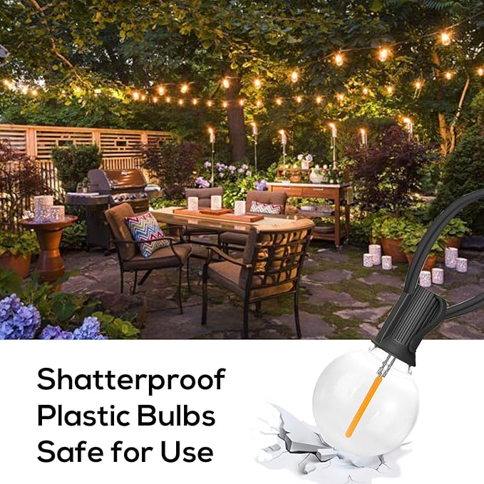 Banord 100FT G40 Globe String Lights, 2700K LED Outdoor Patio Lights String with 50 Dimmable Shatterproof Bulbs | Lumora