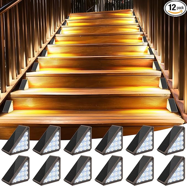 12 Pack Solar Stair Lights Outdoor Stair Lights with Waterproof IP67 LED Solar Light for Outside Light Decor for | Lumora
