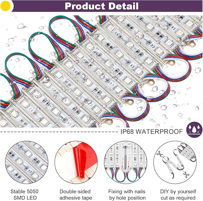 120Ft SMD5050 RGB storefront led lights with Smart Control, 240 LEDs Super Bright Waterproof - Outdoor String Light | Lumora