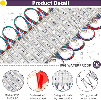 120Ft SMD5050 RGB storefront led lights with Smart Control, 240 LEDs Super Bright Waterproof led rgb module lights for Storefront Window Display, Business Signs, Letter Advertising, Dual Remote