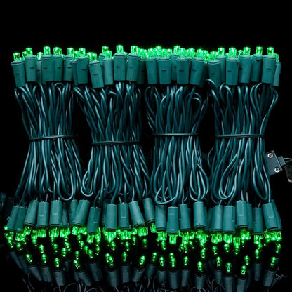 YULETIME 200 Green Wide Angle LED Christmas Lights, 66 Feet Green Wire UL Certified 5mm Holiday String Light Set (Green)