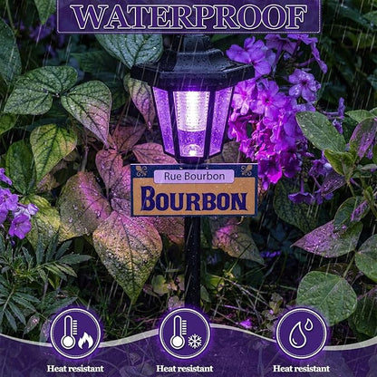 VIHOSE 4 Pcs Solar Mardi Gras Pathway Light Outdoor New Orleans Street Sign Waterproof Purple Solar Stake Light Mardi Gras Lamp Yard Sign for Garden Outside Porch Supplies New Orleans Decorations