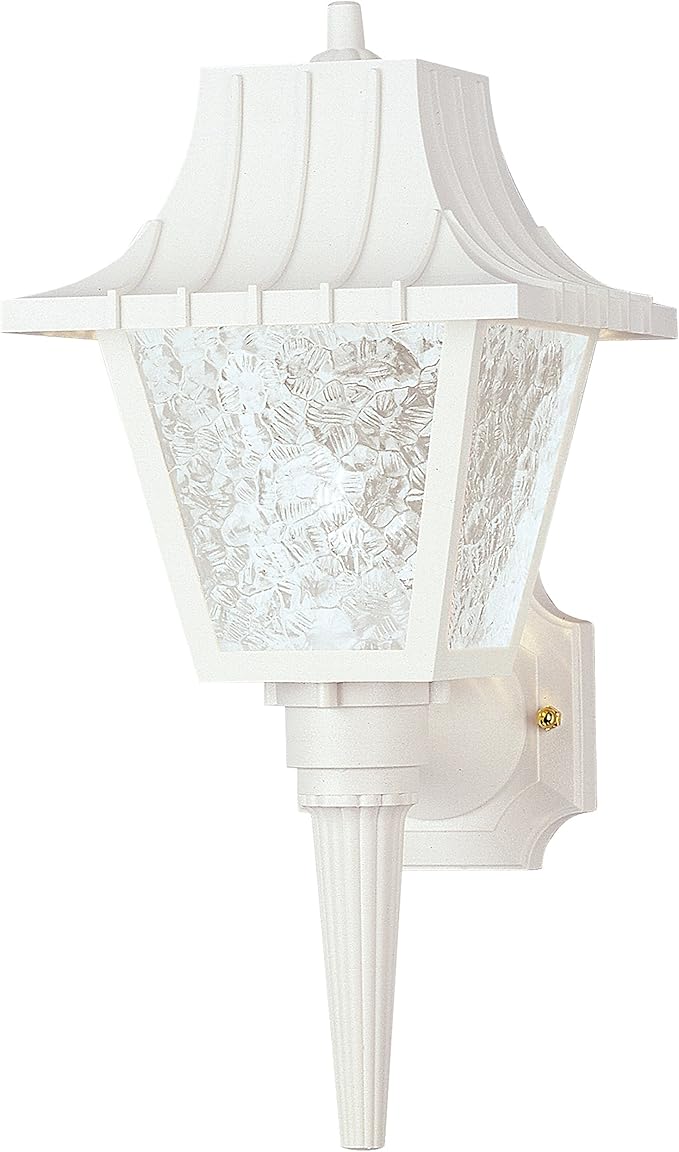Westinghouse 6694600 Traditional One-Light Outdoor Wall Lantern with Removable Tail, White Finish on Polycarbonate, Clear Textured Acrylic Panels