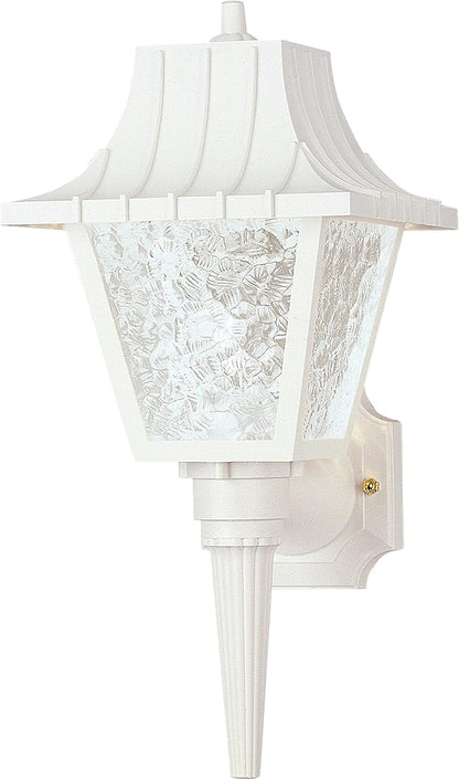 Westinghouse 6694600 Traditional One-Light Outdoor Wall Lantern with Removable Tail, White Finish on Polycarbonate, Clear Textured Acrylic Panels