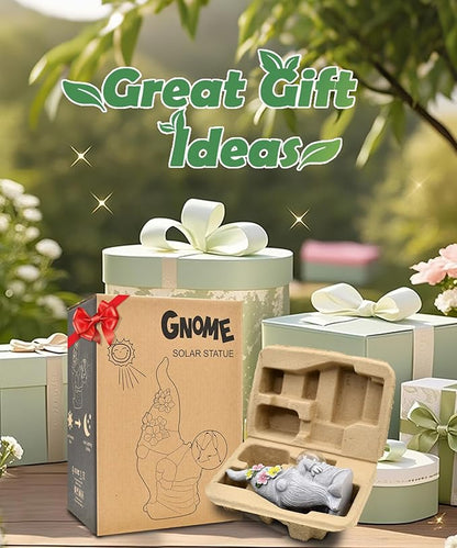 Solar Funny Garden Gnome Statue: Outdoor Sculpture Lights for Yard Lawn Porch Balcony Patio Home Decor - Birthday Gardening Gifts for Women Mom Grandma