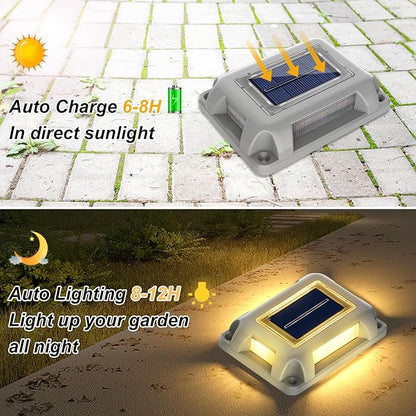T-SUN Solar Dock Lights, Solar Driveway Lights Outdoor, 24 Pack LED Ground Driveway Light 3000K Warm White Deck Light for Path Garden Sidewalk Stair Ground Pathway